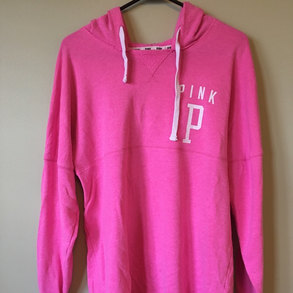 Thin PINK tunic length hoodie